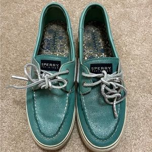 Teal glitter, Sperry boat shoes